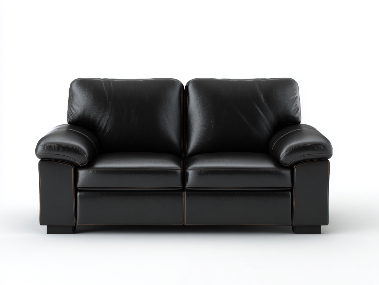 Canapé 2 places en cuir 160x90x85 cm - Noir - Design classique pour séjour-Abodeoliq