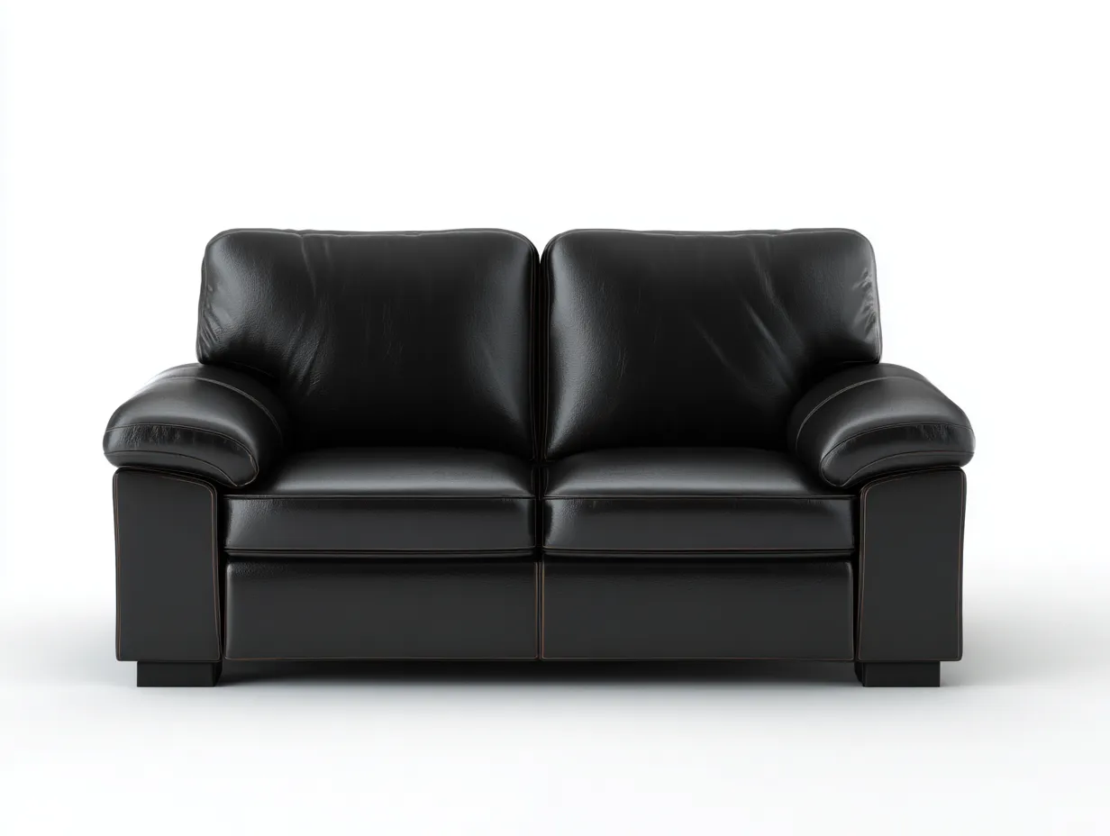 Canapé 2 places en cuir 160x90x85 cm - Noir - Design classique pour séjour-Abodeoliq