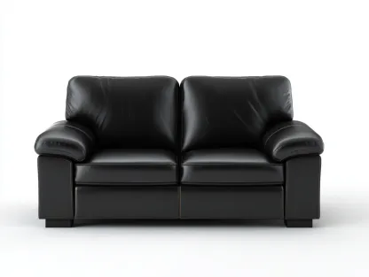 Canapé 2 places en cuir 160x90x85 cm - Noir - Design classique pour séjour-Abodeoliq