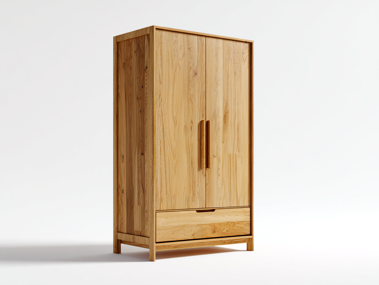 Armoire en bois 100x55x180 cm - bois naturel - style naturel pour chambre-Abodeoliq