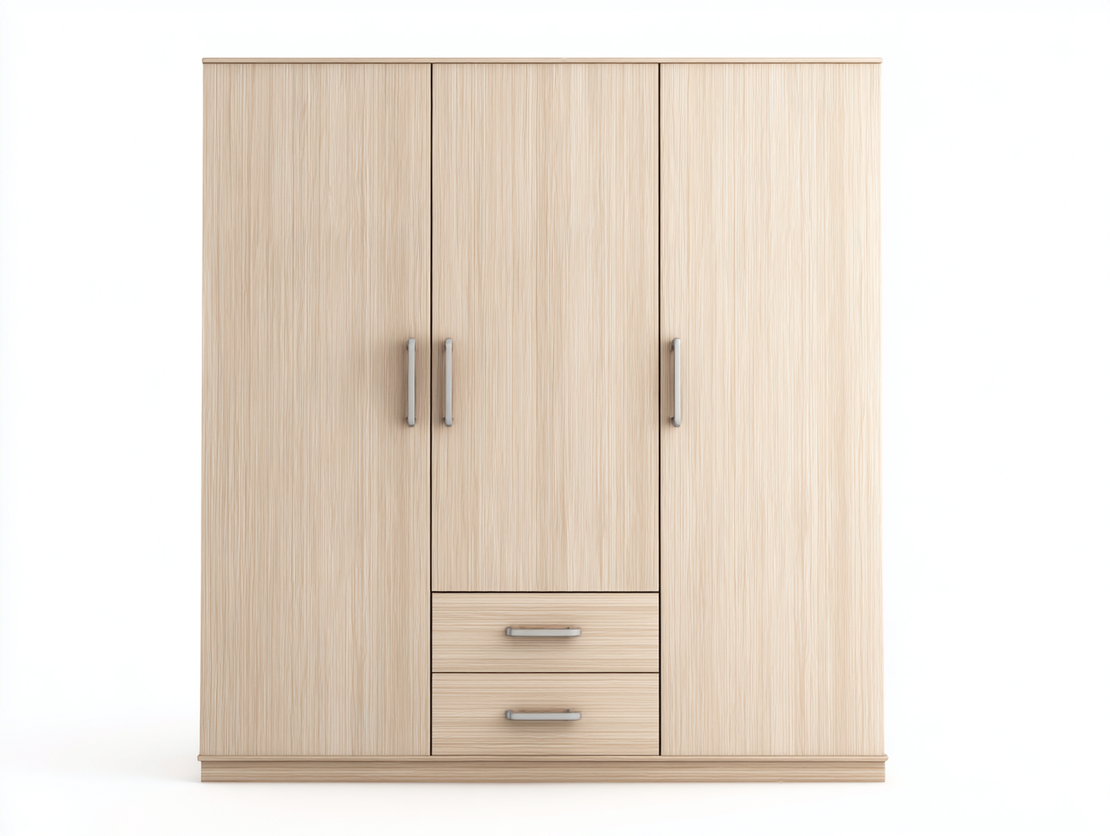 Armoire bois 180x55x200 cm - naturel - meuble de rangement avec portes et tiroirs pour chambre-Abodeoliq