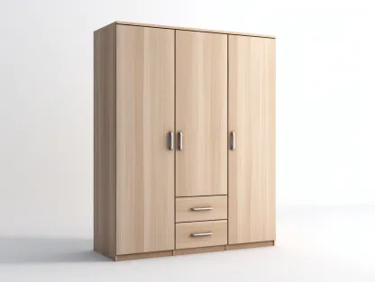 Armoire en bois pour chambre 135x55x190 cm - bois naturel - style moderne-Abodeoliq