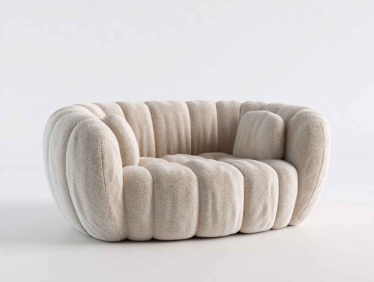 Canapé 2 places en tissu bouclé 170x90x75 cm - beige - design contemporain pour salon-Abodeoliq