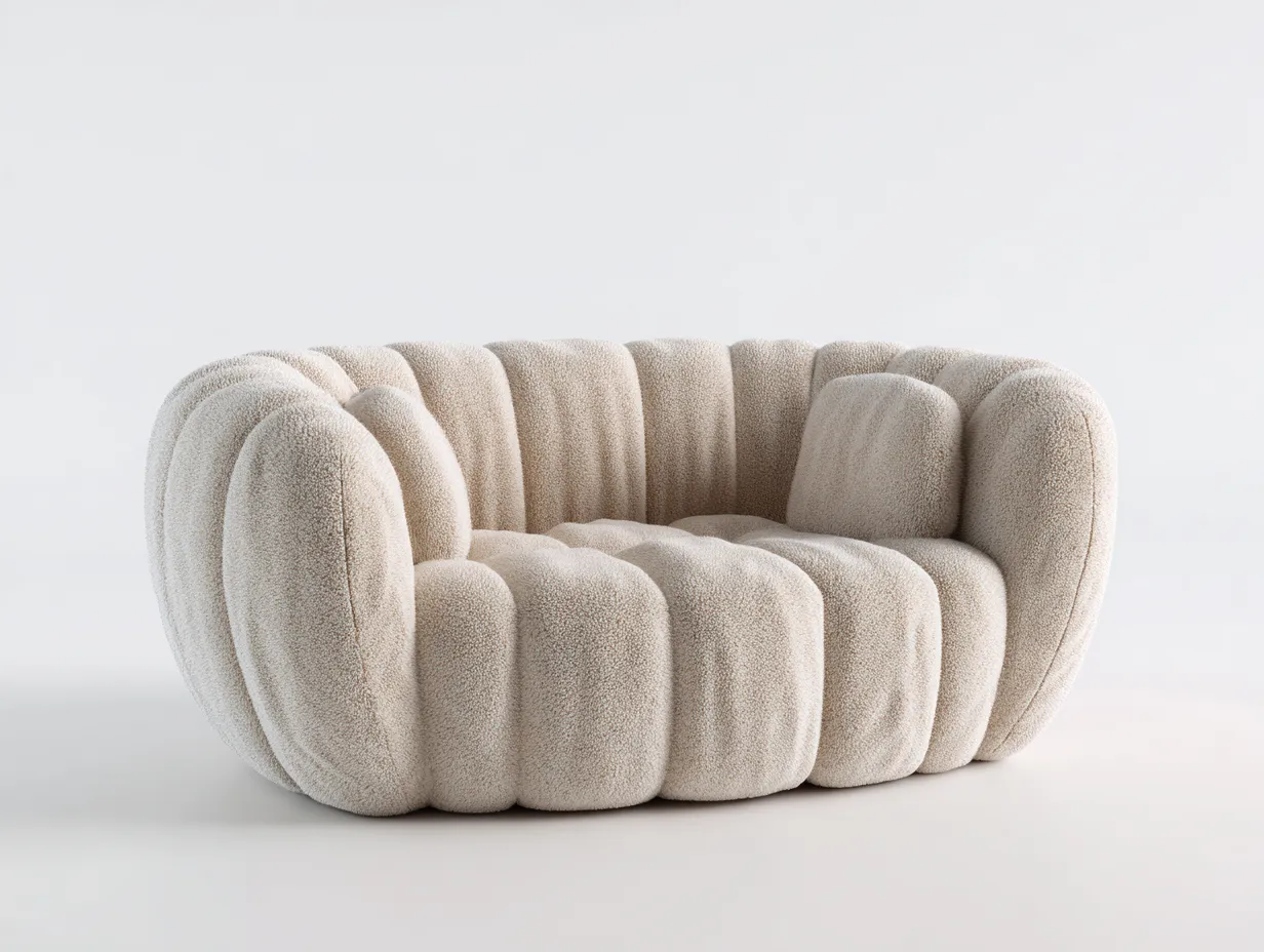 Canapé 2 places en tissu bouclé 170x90x75 cm - beige - design contemporain pour salon-Abodeoliq