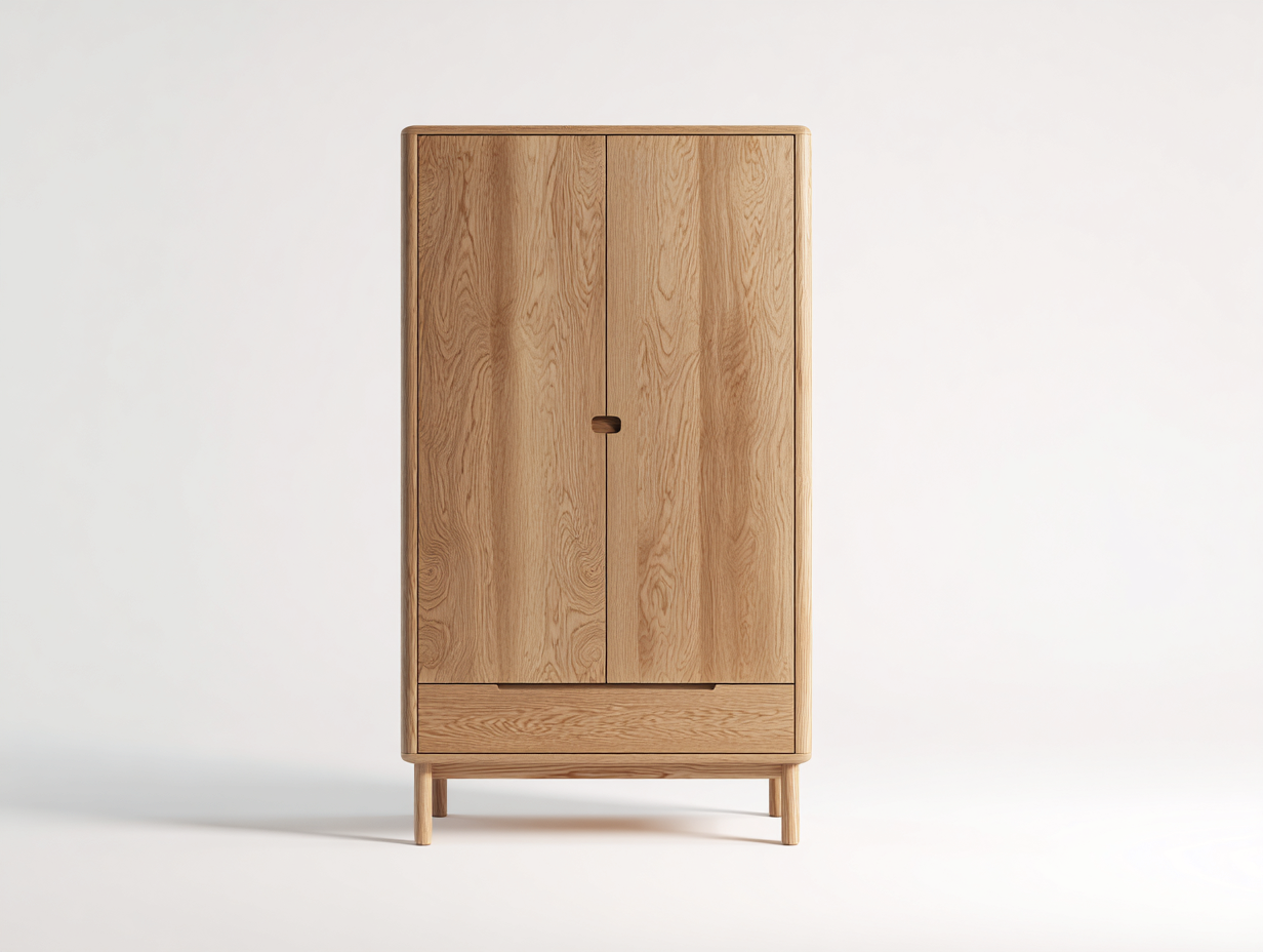 Armoire en bois 90x45x180 cm - Bois naturel - Design moderne pour séjour-Abodeoliq