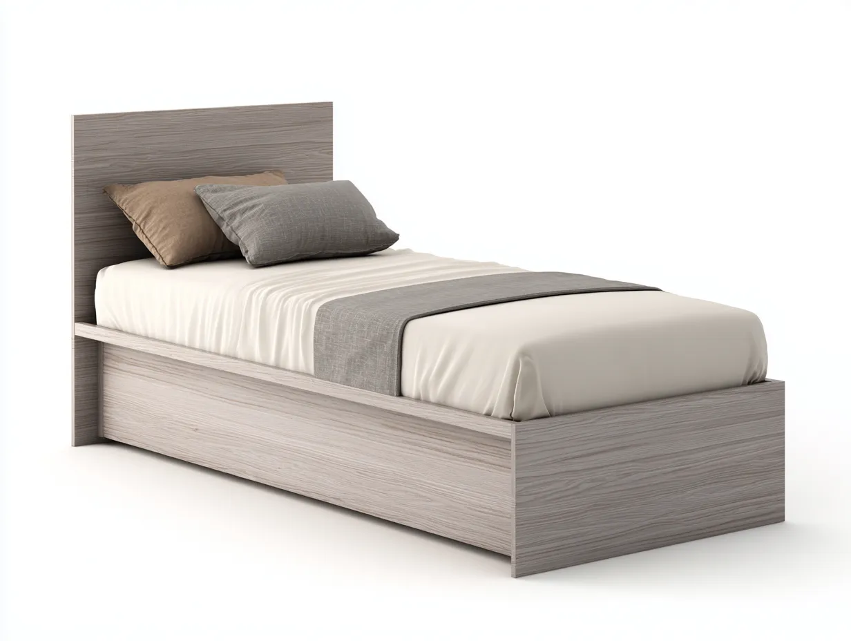 Lit simple en bois 200x90x85 cm - gris clair - design moderne pour chambre-Abodeoliq