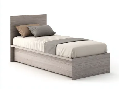 Lit simple en bois 200x90x85 cm - gris clair - design moderne pour chambre-Abodeoliq