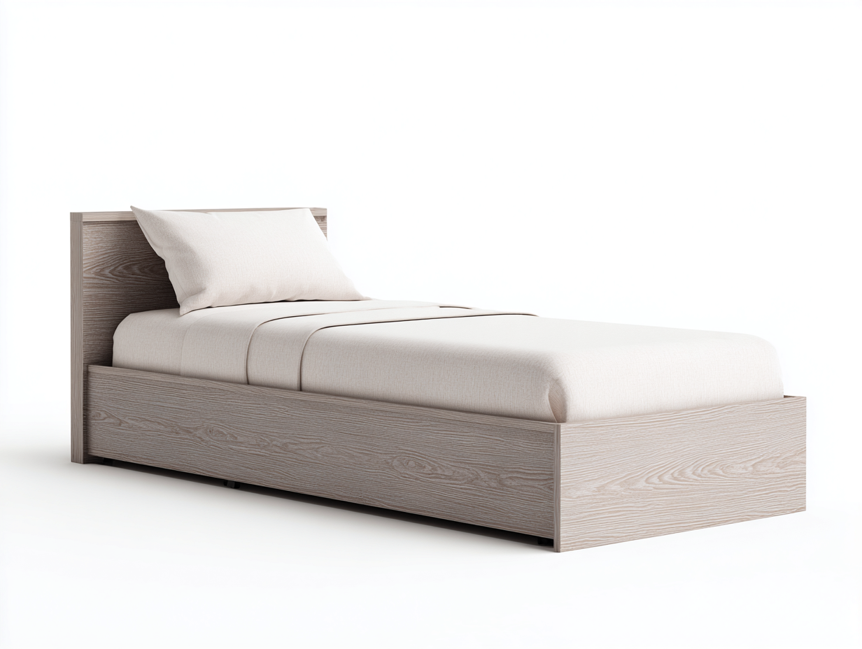 Lit simple en bois 200x90x40 cm - gris clair - design moderne pour chambre-Abodeoliq