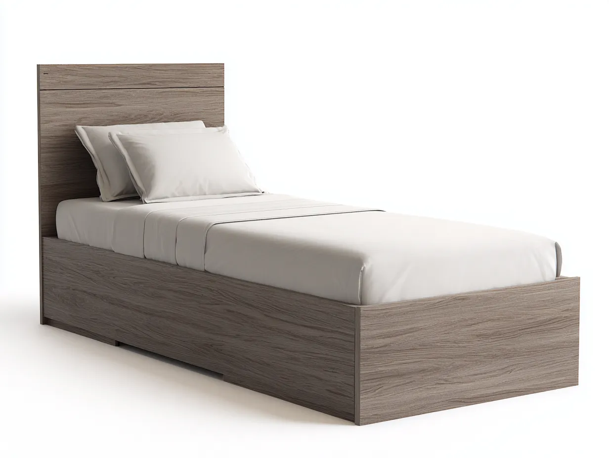 Lit simple en bois 200x90x85 cm - gris clair - design moderne pour chambre-Abodeoliq