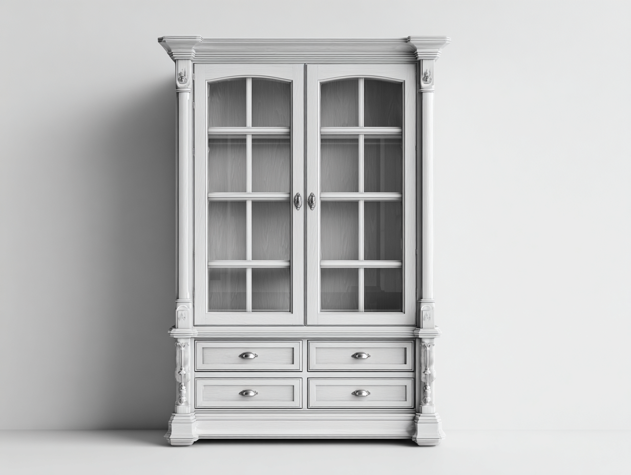 Display Cabinet wood and glass 100x45x190 cm - white - classic display storage-Hutixe
