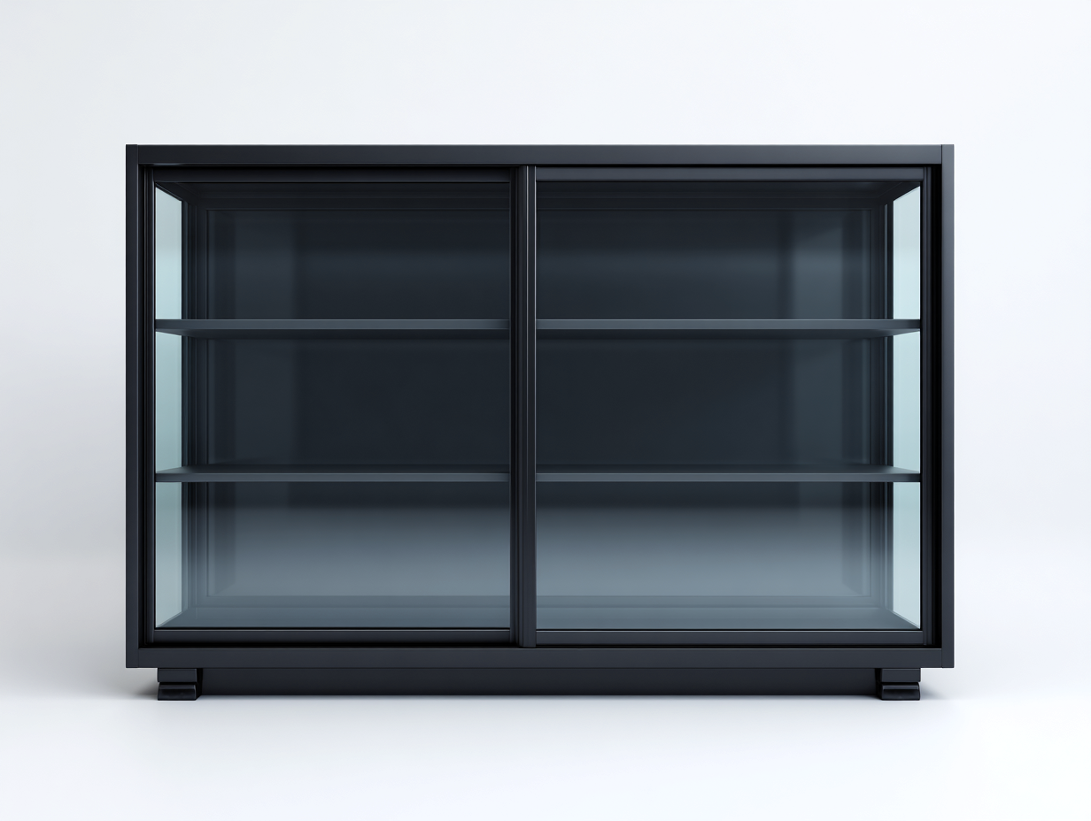 Display cabinet metal and glass 160x45x90 cm - black - modern storage for living room-Hutixe