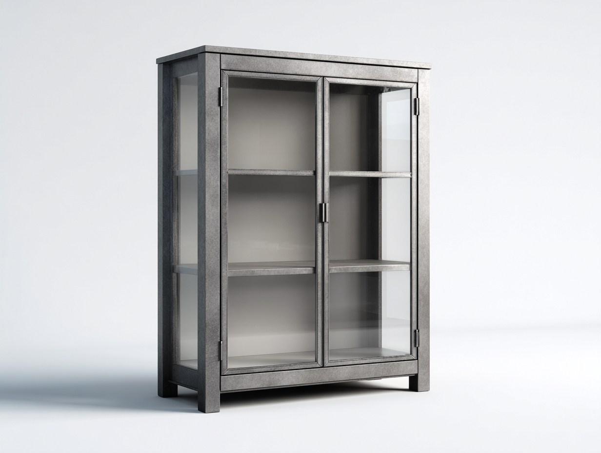 Display Cabinet metal and glass 80x40x120 cm - grey - modern display storage-Hutixe