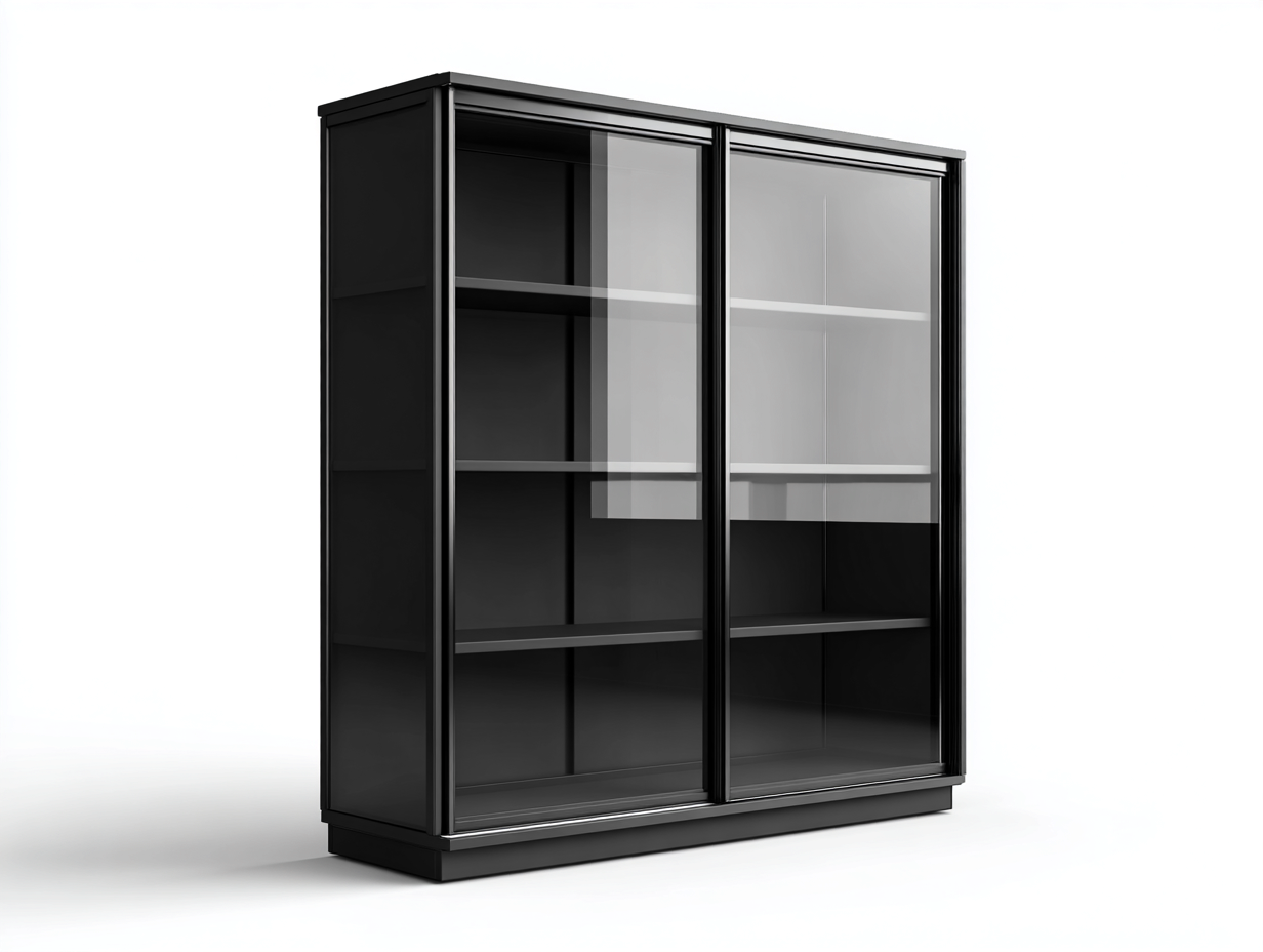 Display Cabinets metal and glass 120x40x160 cm - black - modern display storage for living room-Hutixe