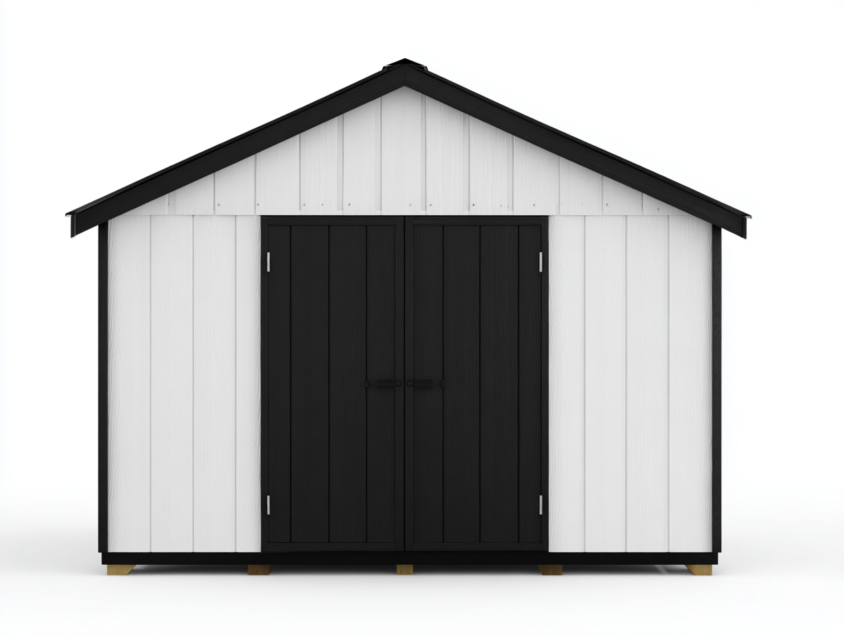 Garden Sheds wood 180x120x200 cm - white-black - outdoor storage shed for garden-Hutixe