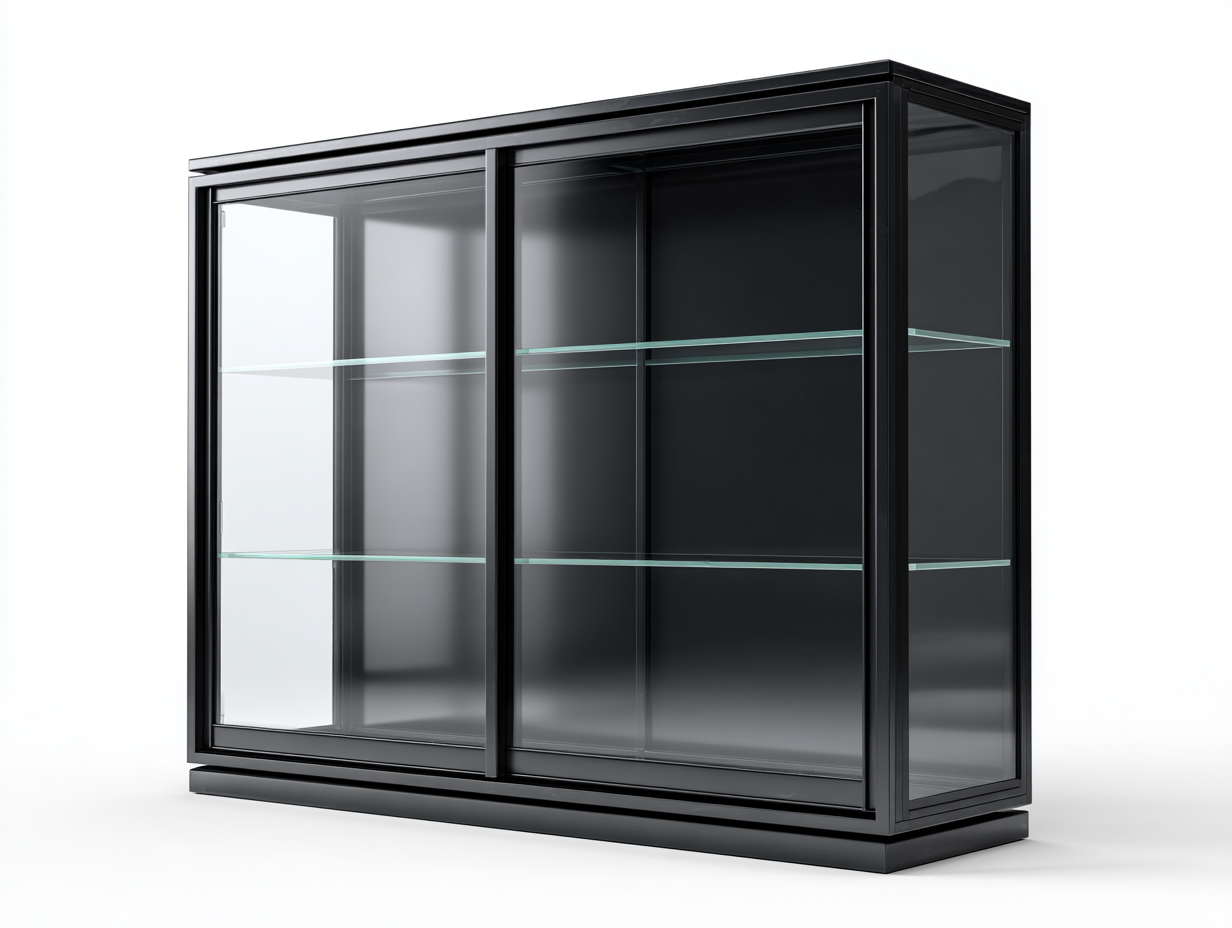 Display Cabinet glass and metal 120x40x180 cm - black - modern display storage-Hutixe