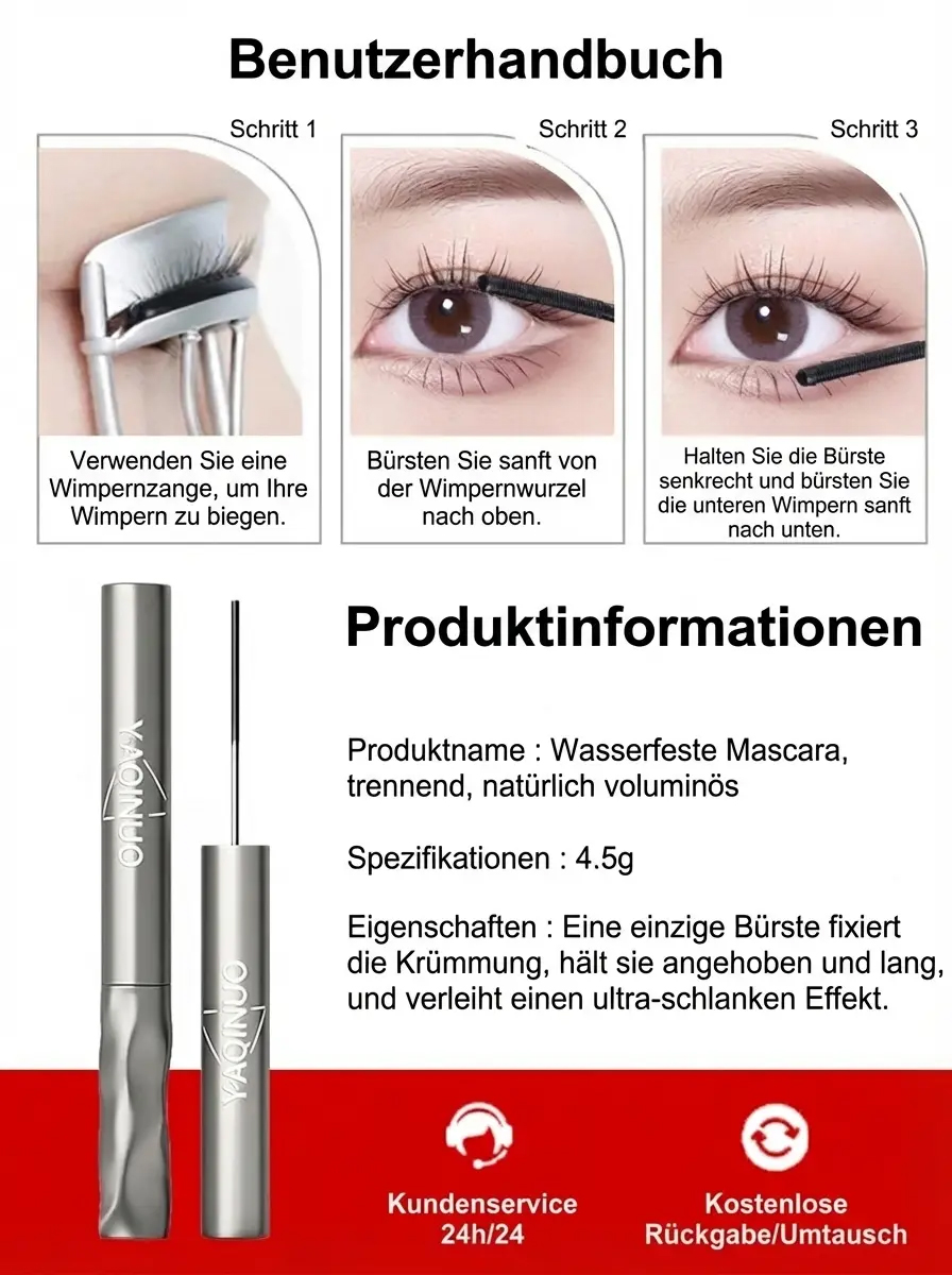 [Risikofreie Testphase] Premium 3-in-1 Metallic-Mascara | Inkl. Wimpernserum | Wasserfest | Für empfindliche Augen geeignet 👁️✨