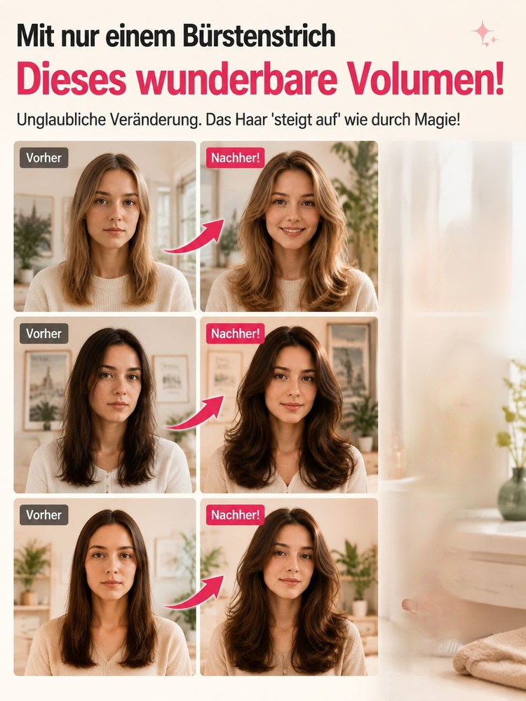 Schluss mit plattem Haar! Kabelloser Ansatz-Booster mit Rotlicht für XXL-Volumen.