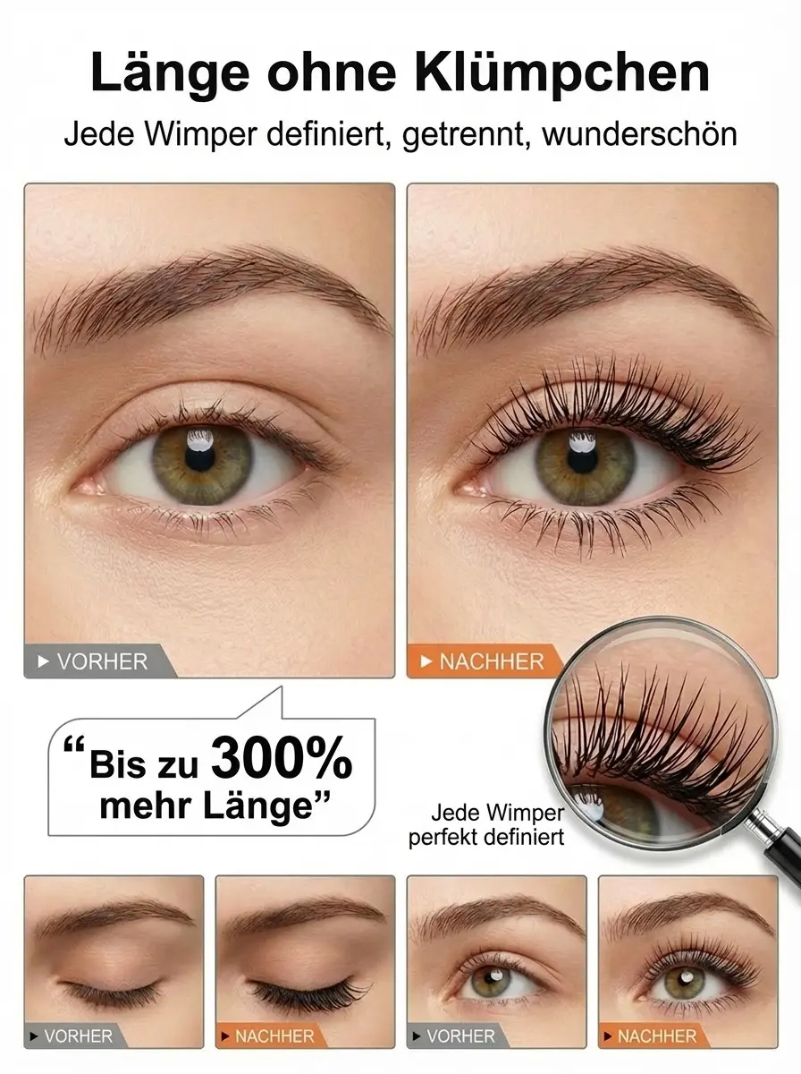 [Risikofreie Testphase] Premium 3-in-1 Metallic-Mascara | Inkl. Wimpernserum | Wasserfest | Für empfindliche Augen geeignet 👁️✨