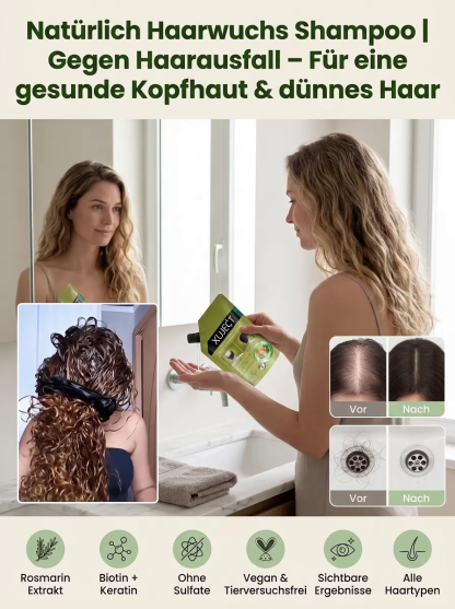 【Rosmarin-Keratin-Volumenshampoo】✨Sichtbare Ergebnisse in 2 Wochen bei starkem Haarausfall✨Dichtes Haar wie in jungen Jahren – durch dauerhafte Anwendungp✨