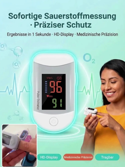 【Fingerclip-Pulsoximeter】✌️Kein Stechen in den Finger nötig👍Genauigkeit 99%⌚️Messen Sie Ihren Blutzucker, Blutdruck, Cholesterin, Blutsauerstoff und Herzfrequenz präzise in nur 5 Sekunden.