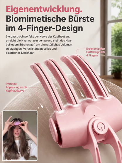 Schluss mit plattem Haar! Kabelloser Ansatz-Booster mit Rotlicht für XXL-Volumen.