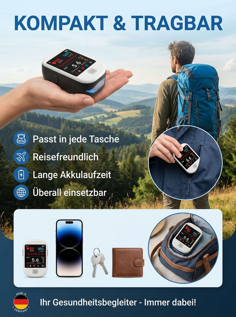 【Neues Modell 2026】10-in-1 Multifunktionales Fingerspitzen-Messgerät