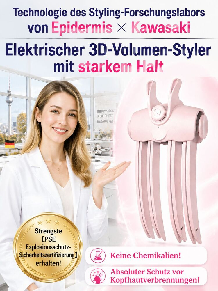 Schluss mit plattem Haar! Kabelloser Ansatz-Booster mit Rotlicht für XXL-Volumen.