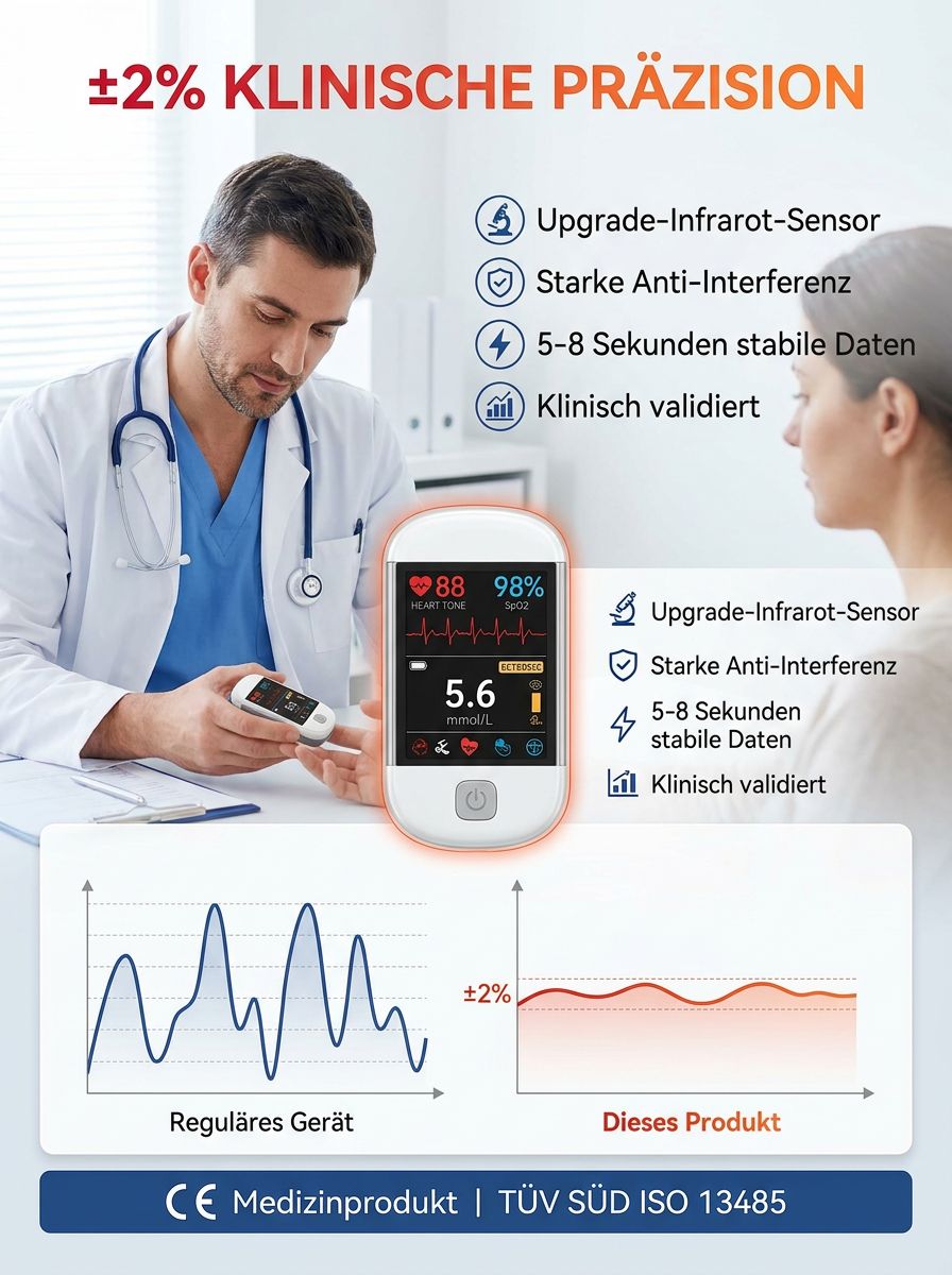 【Neues Modell 2026】10-in-1 Multifunktionales Fingerspitzen-Messgerät
