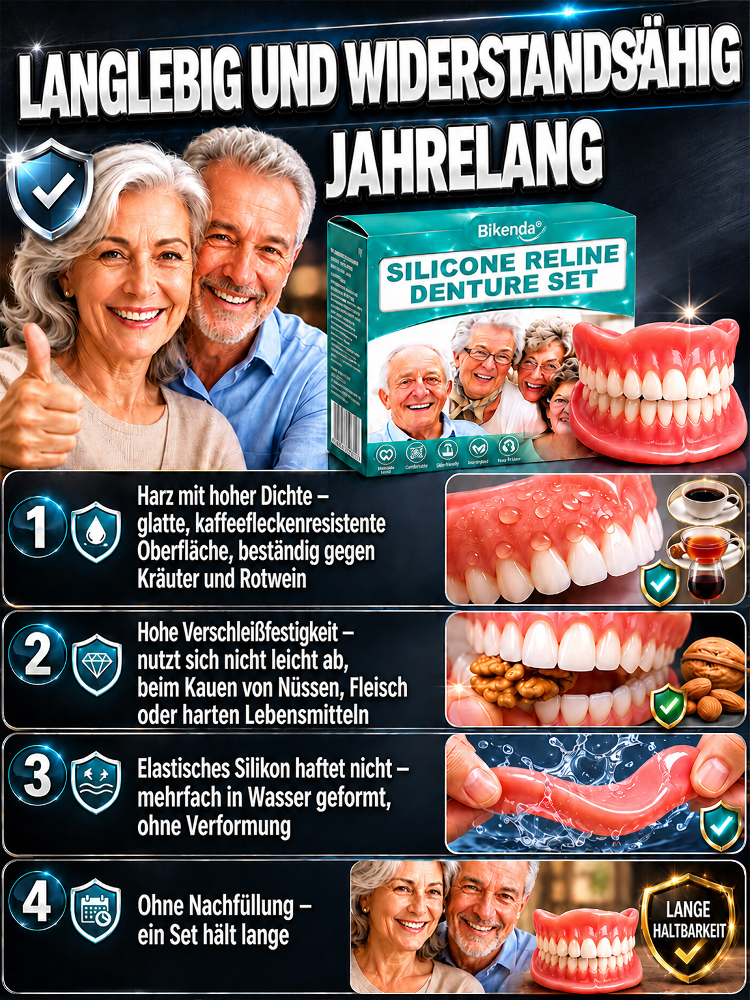 Neues, vollständiges Gebiss für Ober- und Unterkiefer