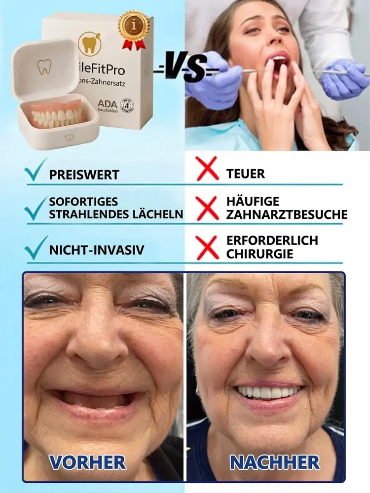👨‍⚕️Entwickelt von 100 Experten: Die Lösung für all Ihre Zahnprobleme✨In Sekundenschnelle eingesetzt, perfekte Passform! Realistisches Aussehen, wie echte Zähne❤️Schmerzfrei und ohne Fremdkörpergefühl verbessert es die Gesichtskonturen!