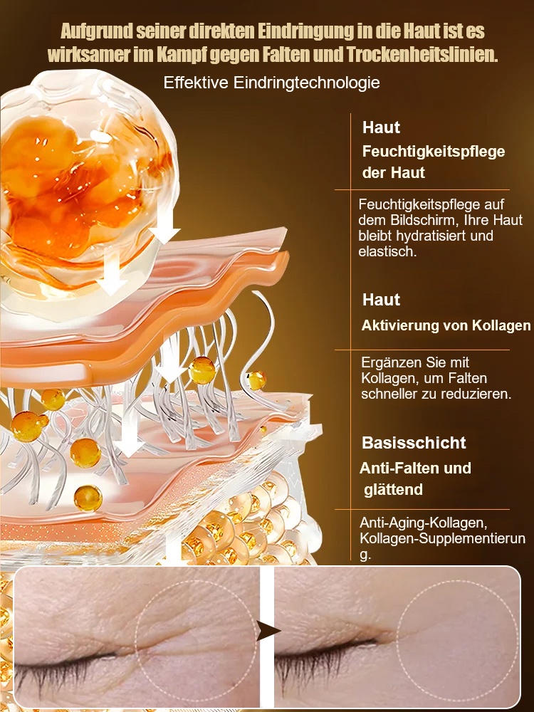 【Feuchtigkeitsspendende Anti-Falten Gesichtscreme】✨Angereichert mit der 10-fachen Menge an Wirkstoffen, bekämpft es effektiv Falten und hellt den Hautton auf.