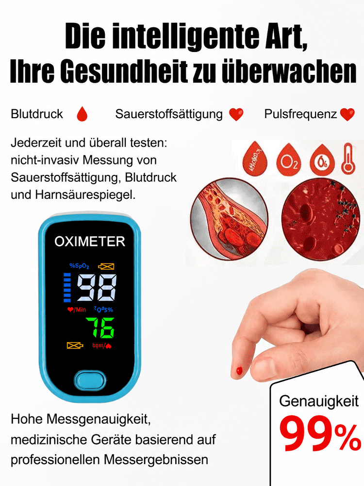 【3-Sekunden-Schnelltest】Fingerclip-Pulsoximeter, unverzichtbar für die Familie