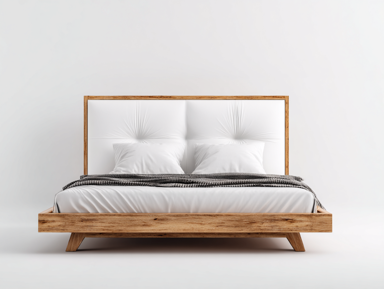 Letto matrimoniale in legno massello e MDF 200x160x100 cm - legno naturale - design moderno per camera da letto-Villaano