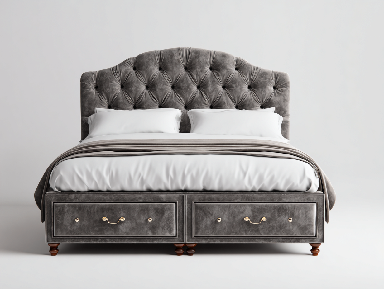 Letto matrimoniale contenitore 210x160x125 cm - velluto - grigio scuro - design elegante-Villaano