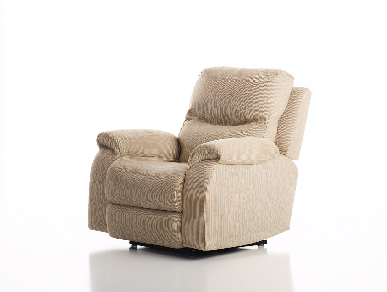 Poltrona reclinabile in tessuto 90x95x105 cm beige per soggiorno comfort relax stile classico-Villaano