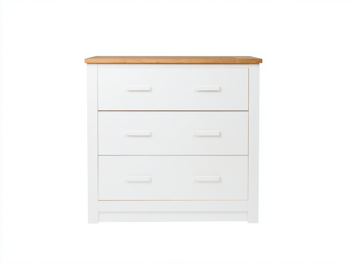 Cassettiera in legno 80x40x80 cm - bianco-naturale - design moderno per camera e soggiorno-Villaano