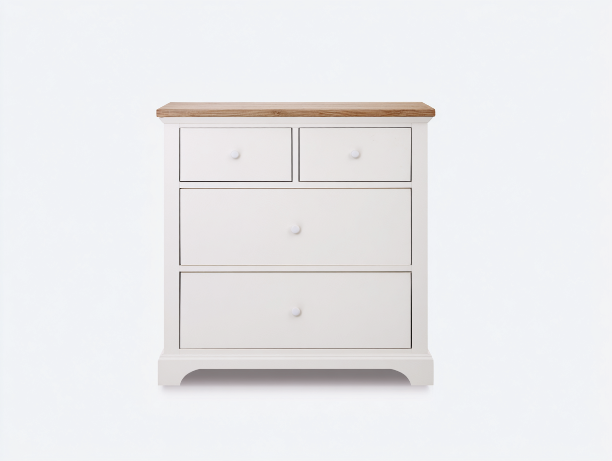 Cassettiera in legno 80x40x80 cm bianco-naturale stile classico per camera da letto-Villaano