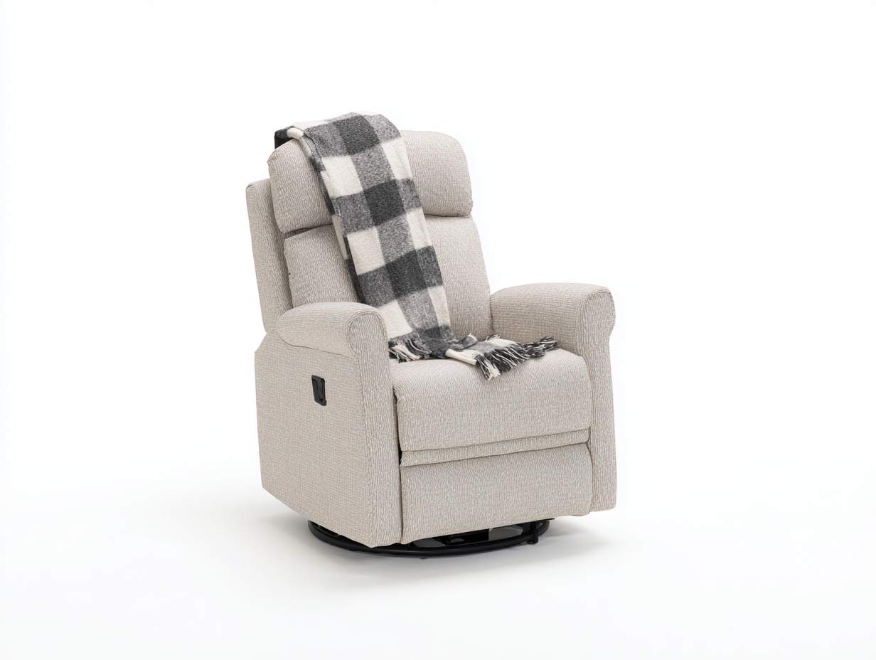 Poltrona reclinabile imbottita in tessuto 95x90x105 cm - beige - design confortevole per soggiorno-Villaano