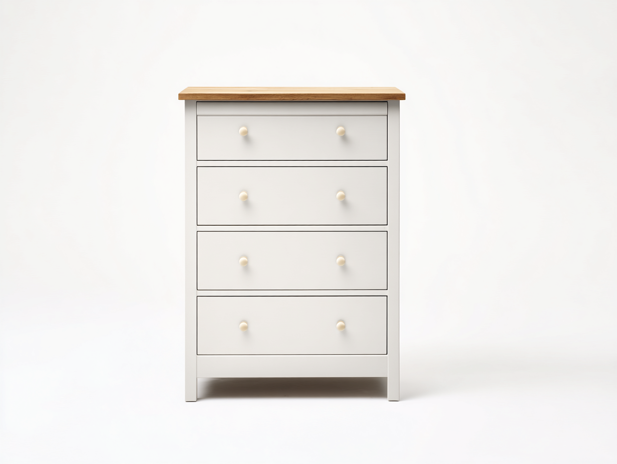 Cassettiera con 4 cassetti in legno 80x40x95 cm - bianco-marrone - design moderno per camera da letto-Villaano