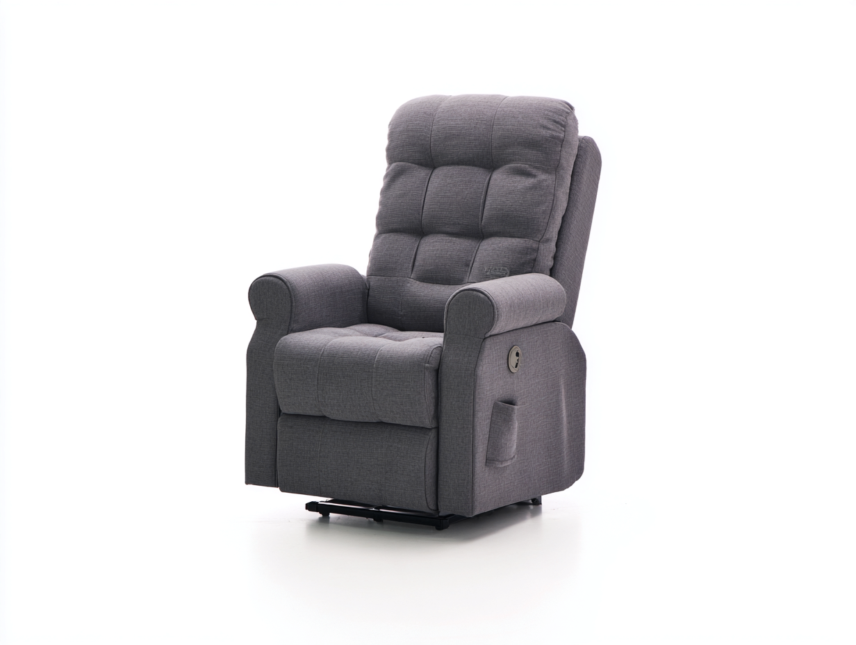 Poltrona reclinabile imbottita in tessuto 95x92x108 cm - grigio - design confortevole per soggiorno-Villaano