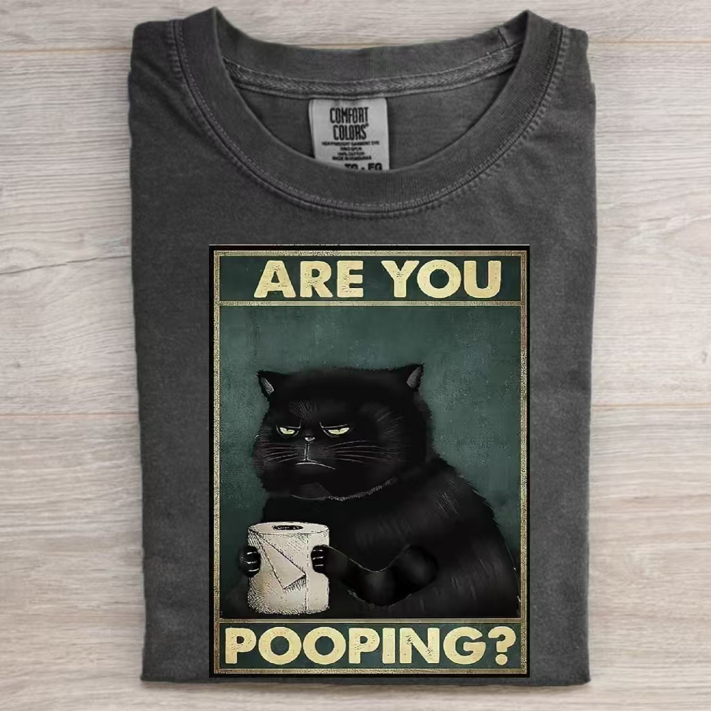 Grumpy Black Cat Are You Pooping T-shirt