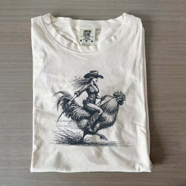 Cowgirl Riding Chicken Vintage 90s T-shirt