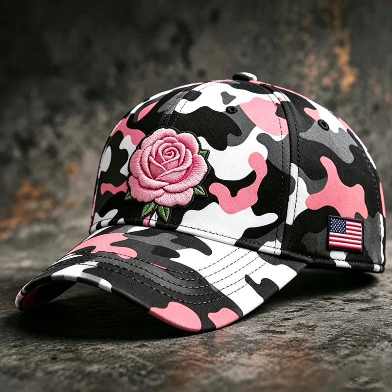 Women's Veteran Camouflage Art Print Casual Baseball Cap-America250