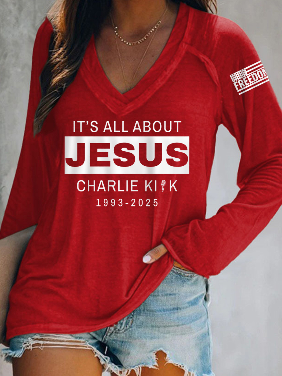 Women's It's All About Jesus R.I.P C.K Long-Sleeve T-Shirt-America250