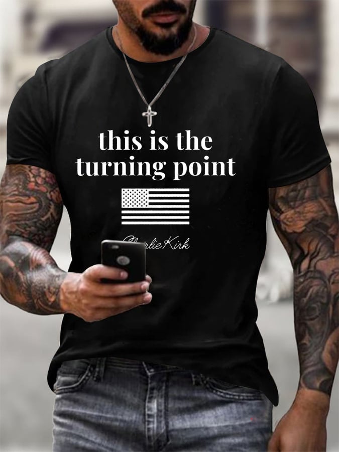 Men's C.K This is the Turning Print short-sleeved T-shirt-America250