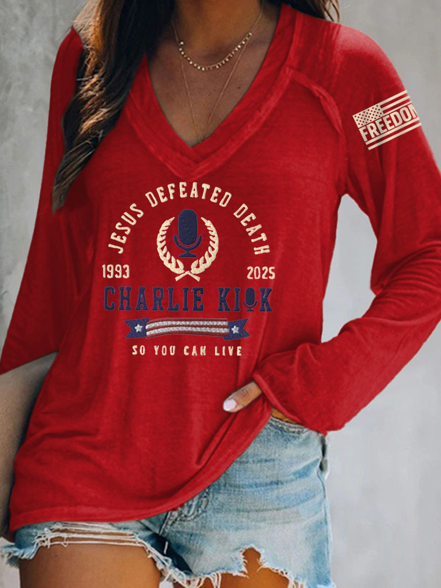 Women's Jesus Defeated Death, So You Can Live R.I.P C.K Long-Sleeve T-Shirt-America250