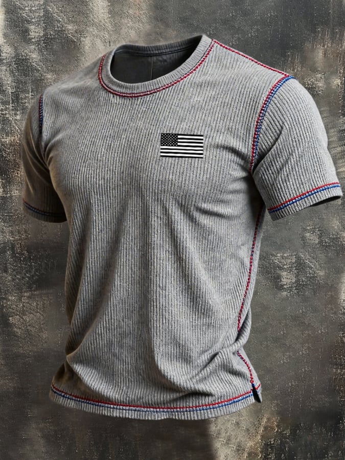 Men's Retro Color-Block "Patriot" Casual Short-Sleeve T-Shirt-America250