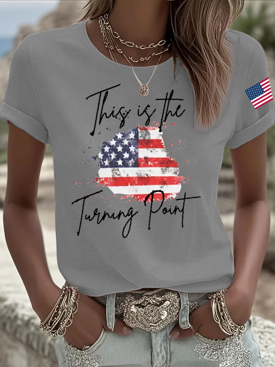 Women's C.K TP Iron On Short Sleeve T-Shirt-America250