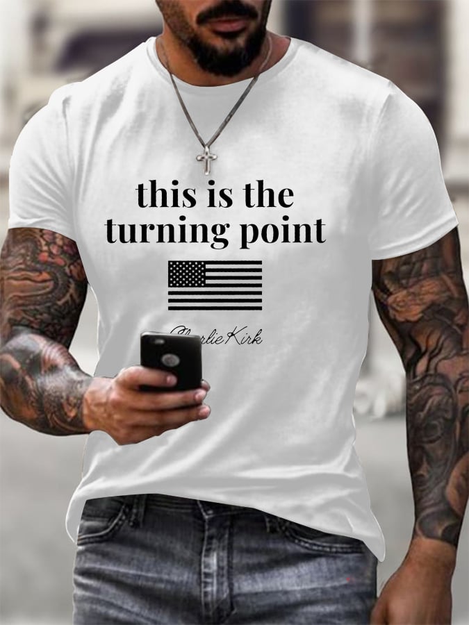 Men's C.K This is the Turning Print short-sleeved T-shirt-America250
