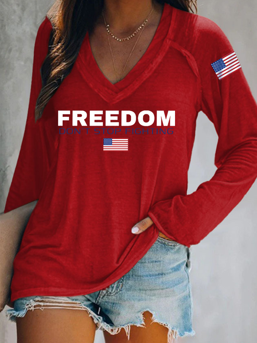 Women's Freedom Don't Stop Fighting R.I.P C.K Long-Sleeve T-Shirt-America250
